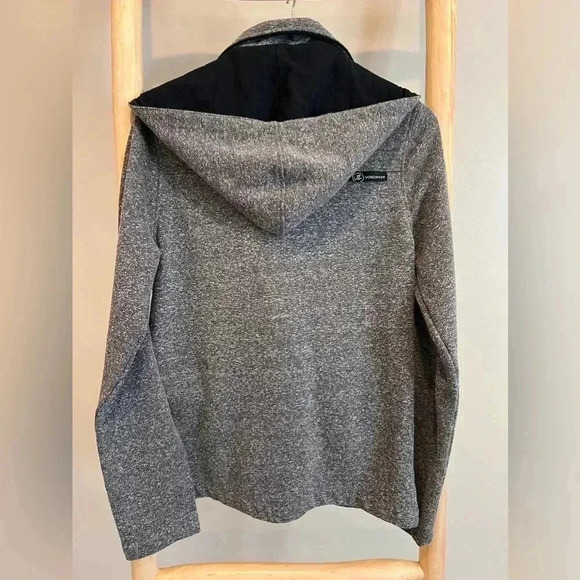 Von zipper size Large Pea Coat removable hood Heather Gray - Picture 2 of 11